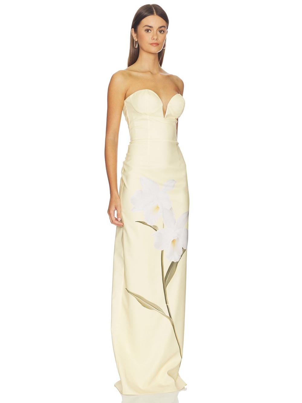 Katie May Ursula Yellow Strapless Floral Gown - Picture 8 of 15